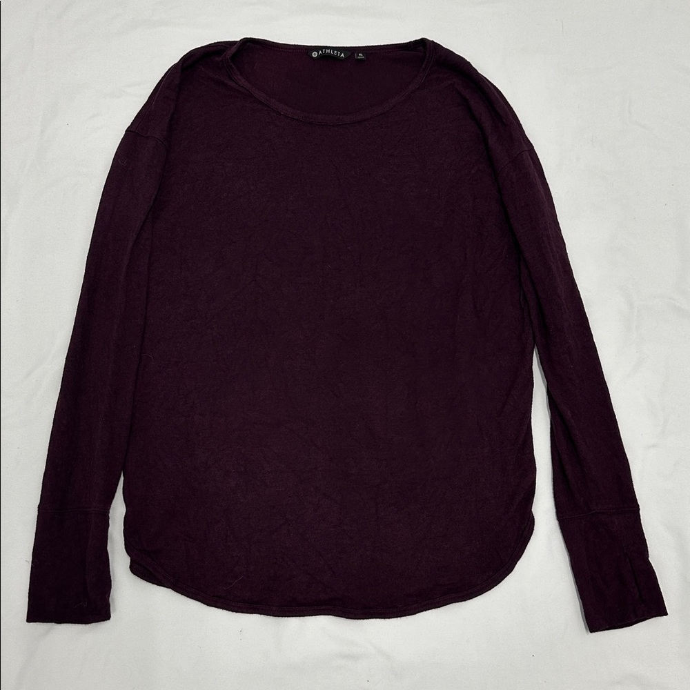 Athleta Lombard Sweater Auberge Lightweight Womens Top Athleisiure Maroon